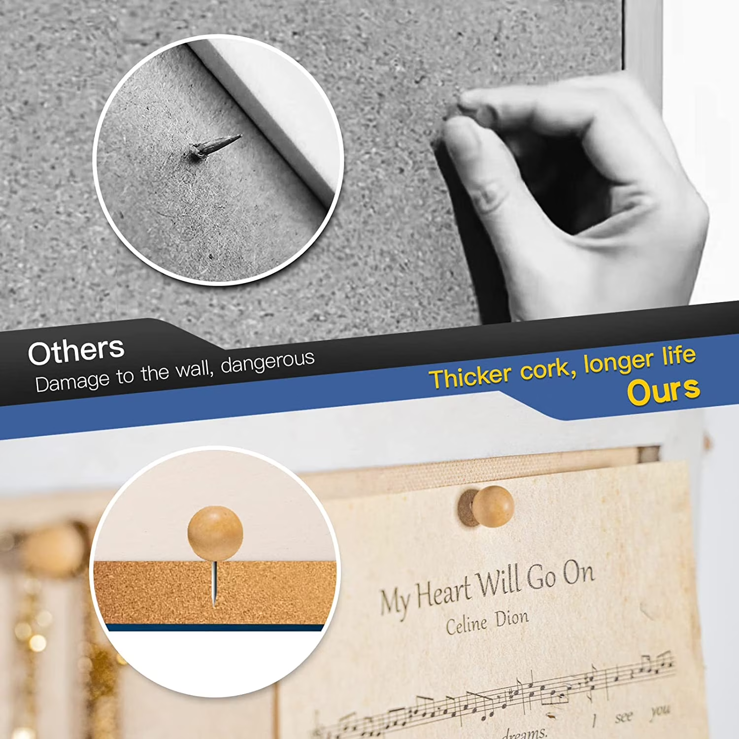 2-Pack Bulletin Board 16"x11" Cork Boards for Walls