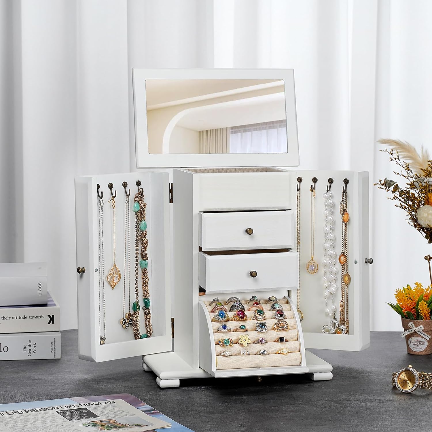 4 Layer Wooden Jewelry Boxes for Women