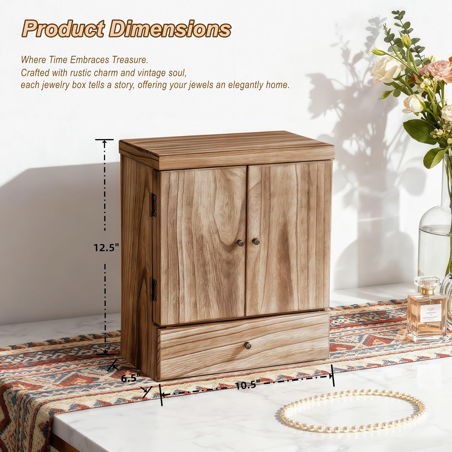 Sfugno Jewelry Box, 6-Tier Large Wooden Jewelry Organizer Boxes