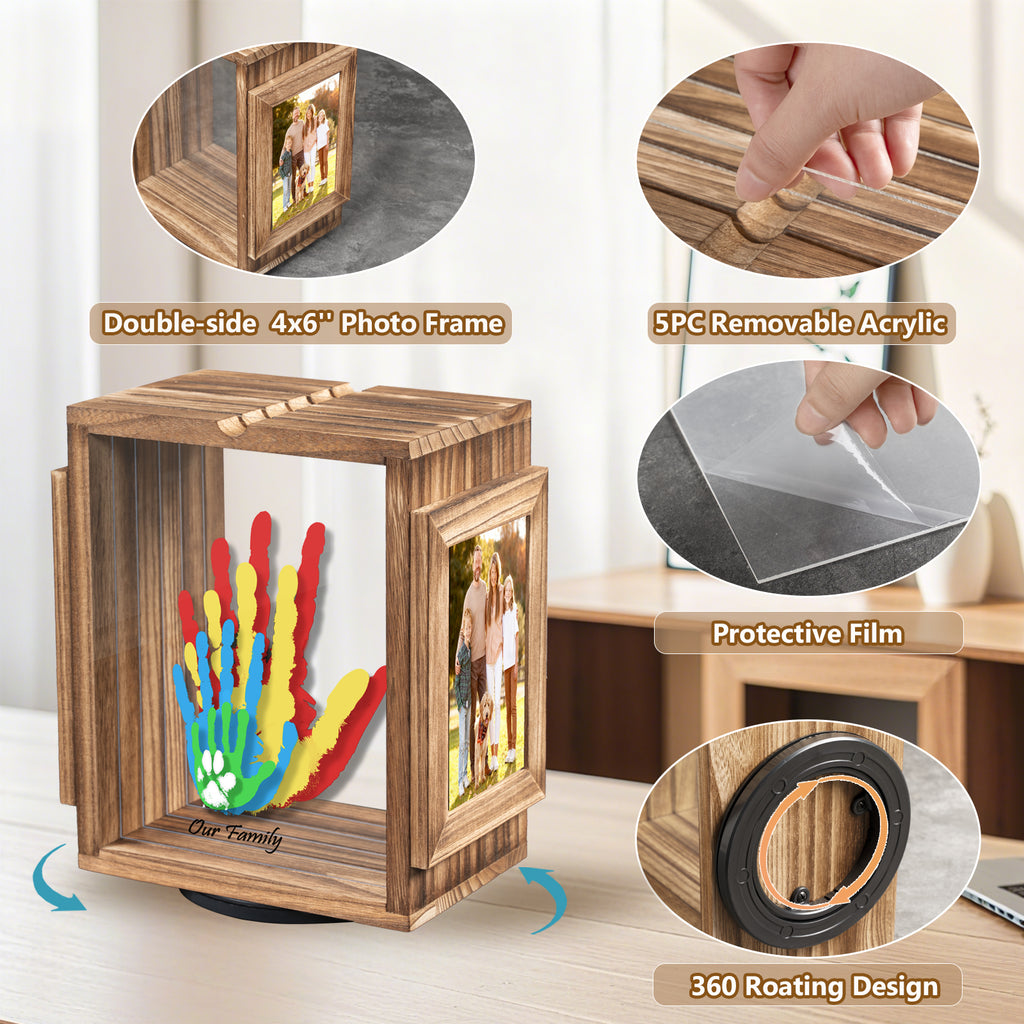Sfugno Picture Frame for Family, Wooden Photo Frame Storage,Gift for Family