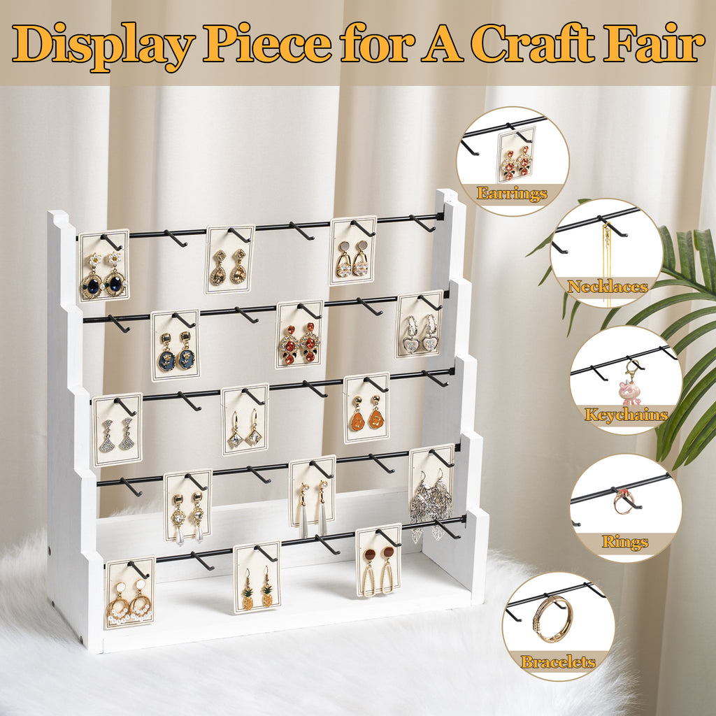 Earring Display for Vendors, 30 Hooks Solid Wood Jewelry Display for Vendors Selling