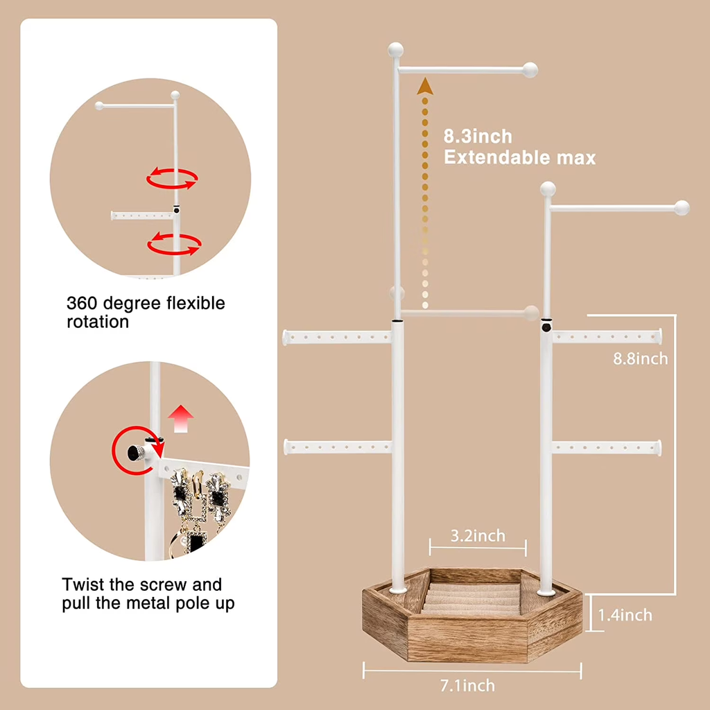 Jewelry Organizer Stand - 6 Tier Jewelry Rack