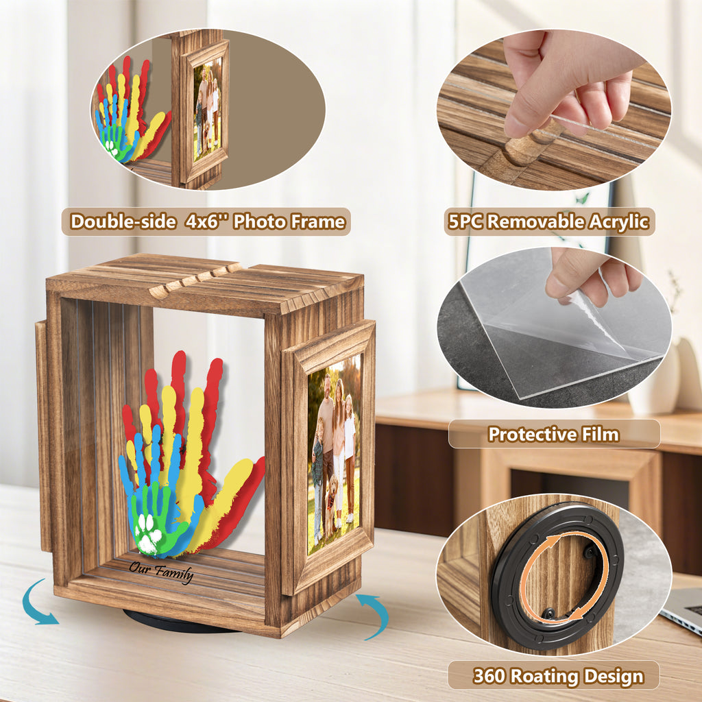 Sfugno Picture Frame for Family, Wooden Photo Frame Storage,Gift for Family