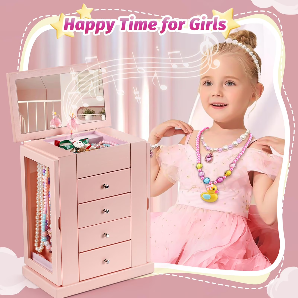 5 Layer Musical Jewelry Organizer with Spinning Dancer for Kids