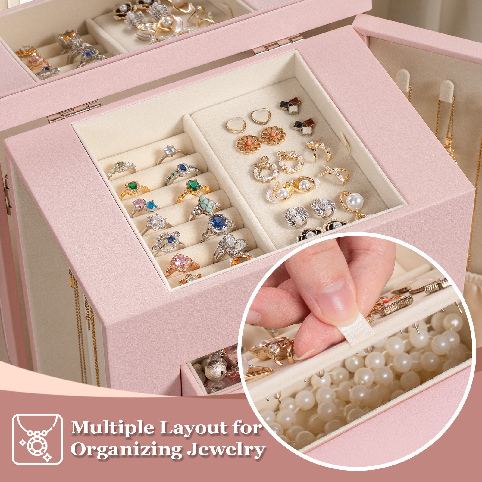 5 Layer Large Leather Jewelry Boxes