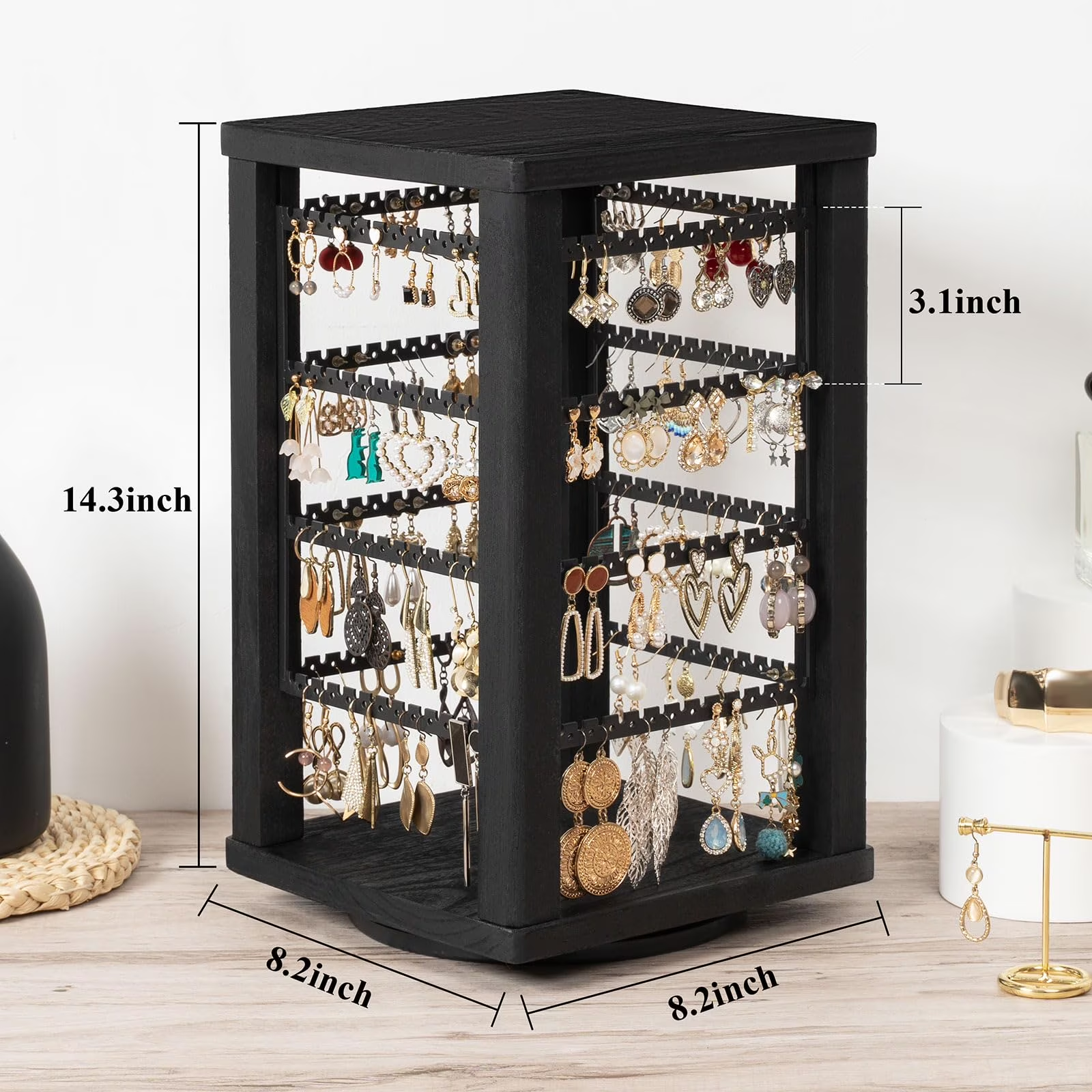 Rustic Rotating Wood Earring Stand