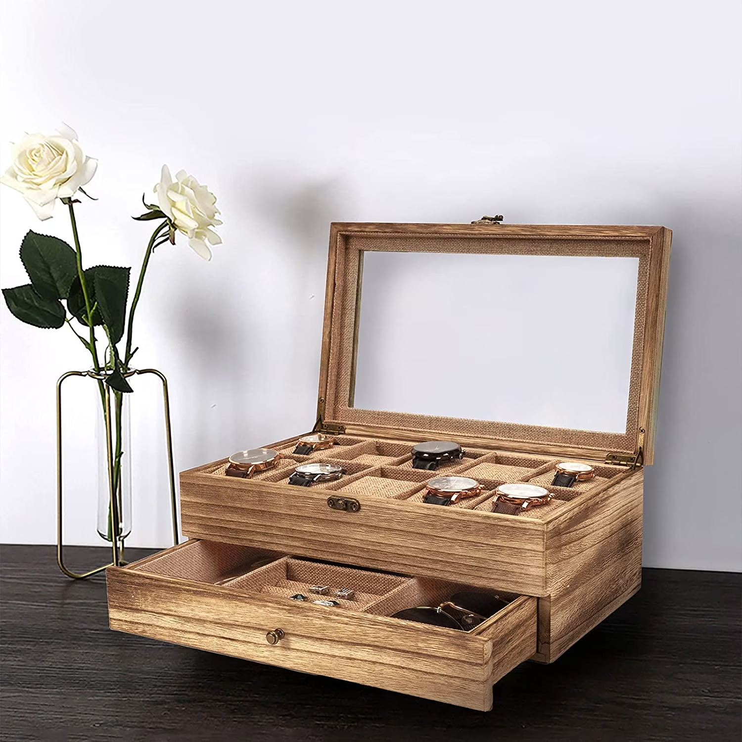 Sfugno Watch Box ,10 Slot Watch Case for Men Women