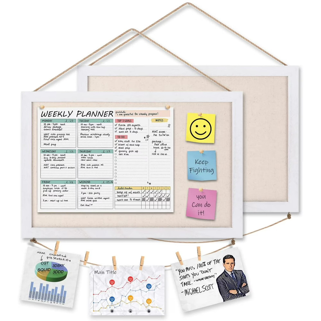 2-Pack Bulletin Board 16"x11" Cork Boards for Walls