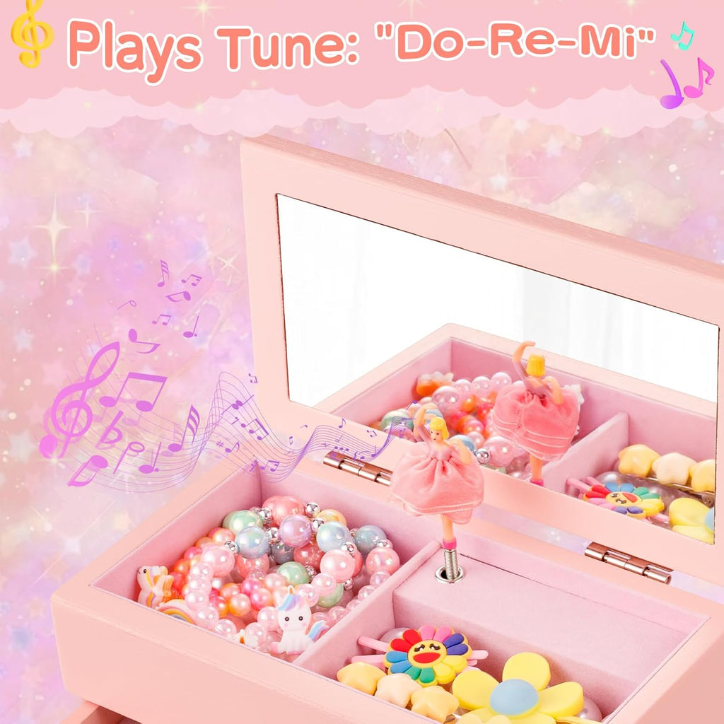 Musical Jewelry Box for Girls,Kids Jewelry Box with Spinning Dancer for Birthday Bedroom Decor