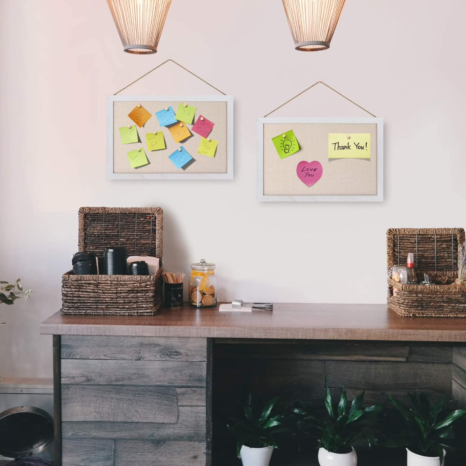 2-Pack Linen Wood Bulletin Boards