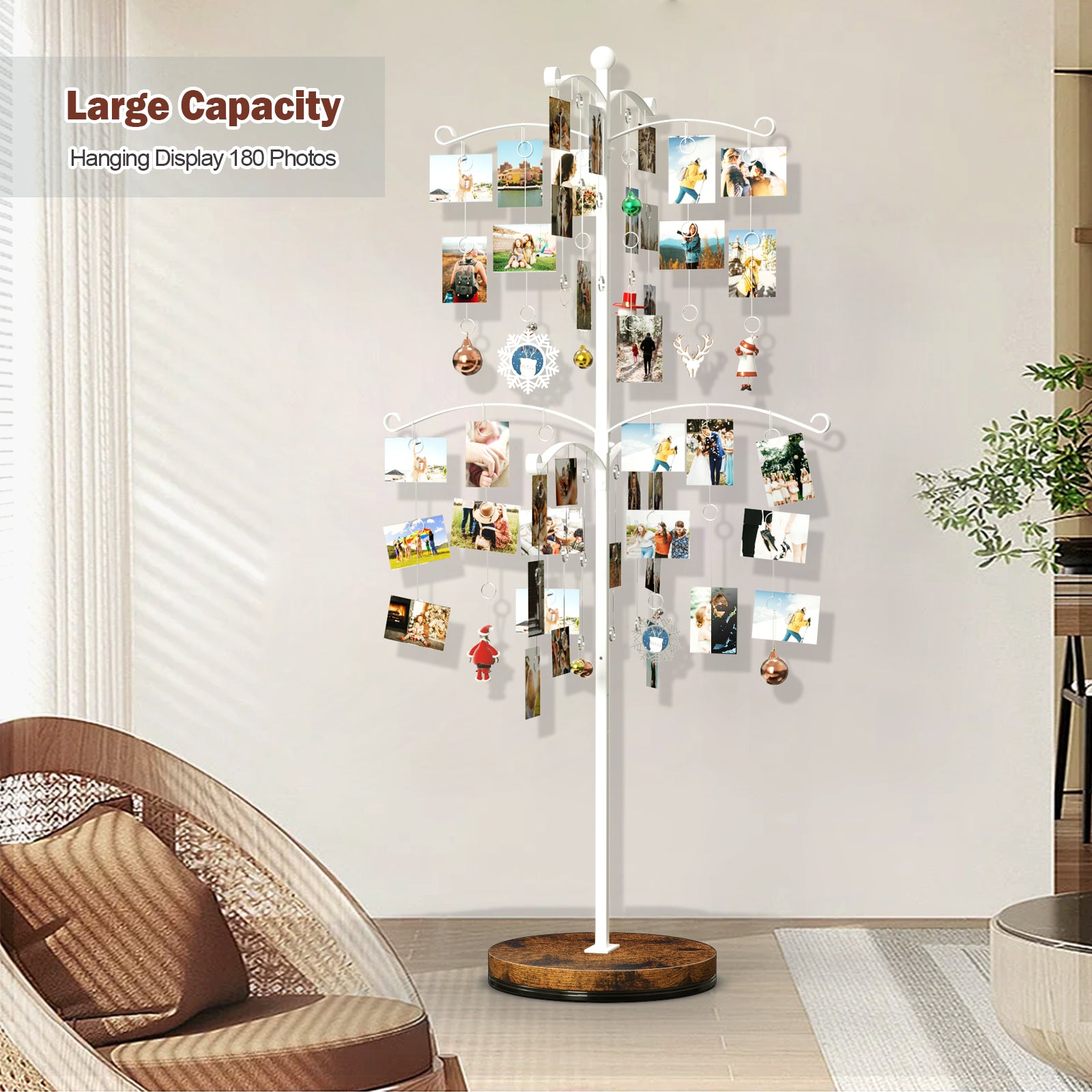 Metal Photo Display Tree,90 Clips Holder for 4x6, 5x7 Picture Frames Hanging