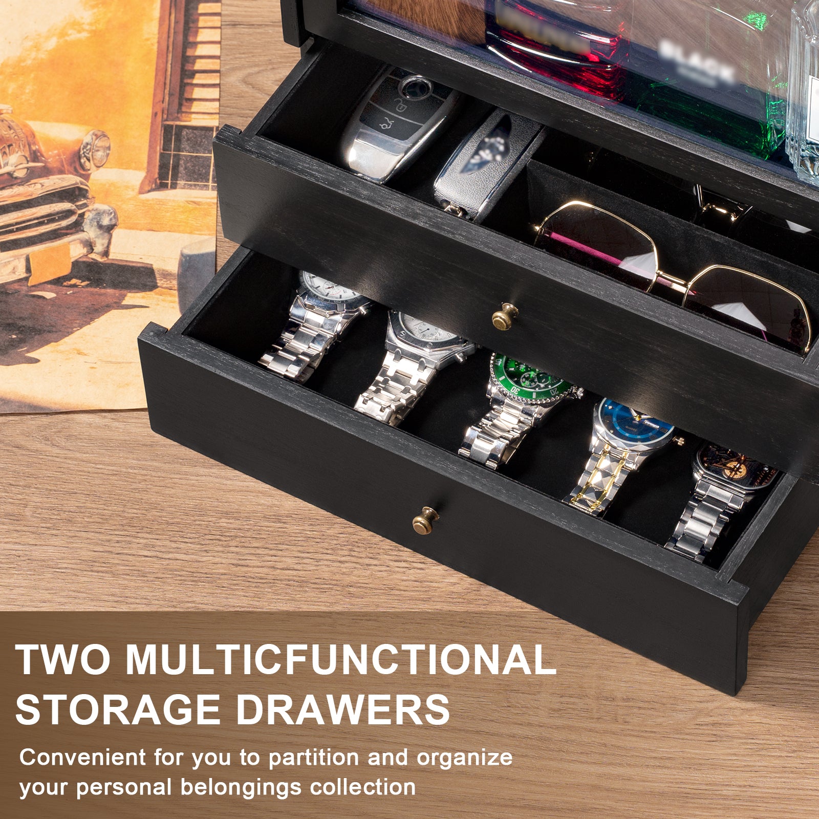 Dinmligt Cologne Organizer, 4 Tier Vertical Wood Perfume Stand for Men