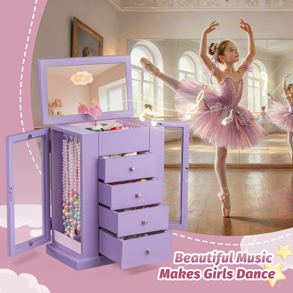 5 Layer Musical Jewelry Organizer with Spinning Dancer for Kids