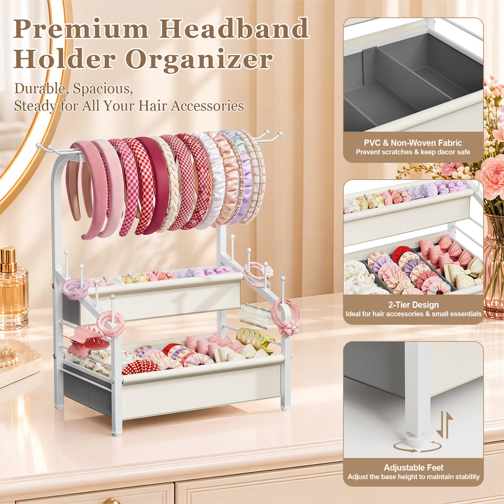 Sfugno Headband Holder Stand Hair Accessories Organizer for Girls with Storage Base