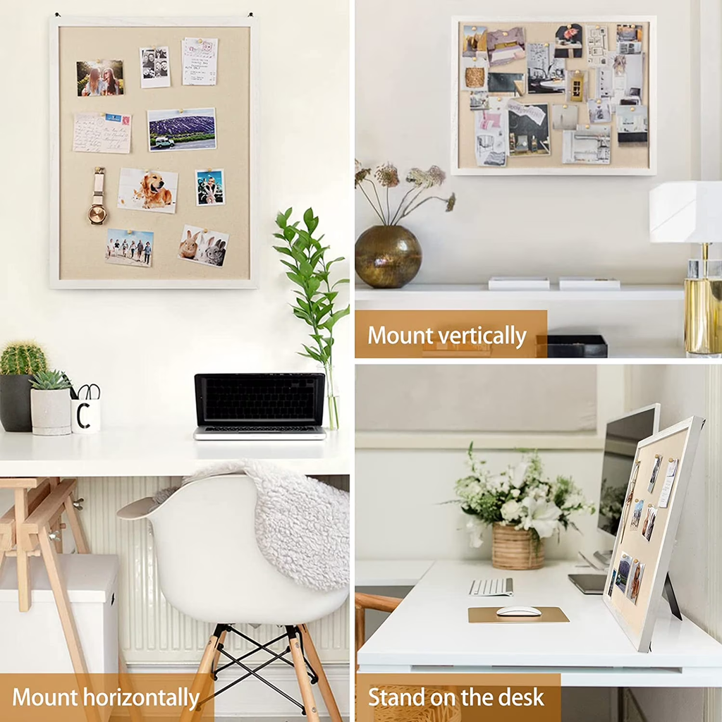 Large Bulletin Board 23x18 inch with Linen