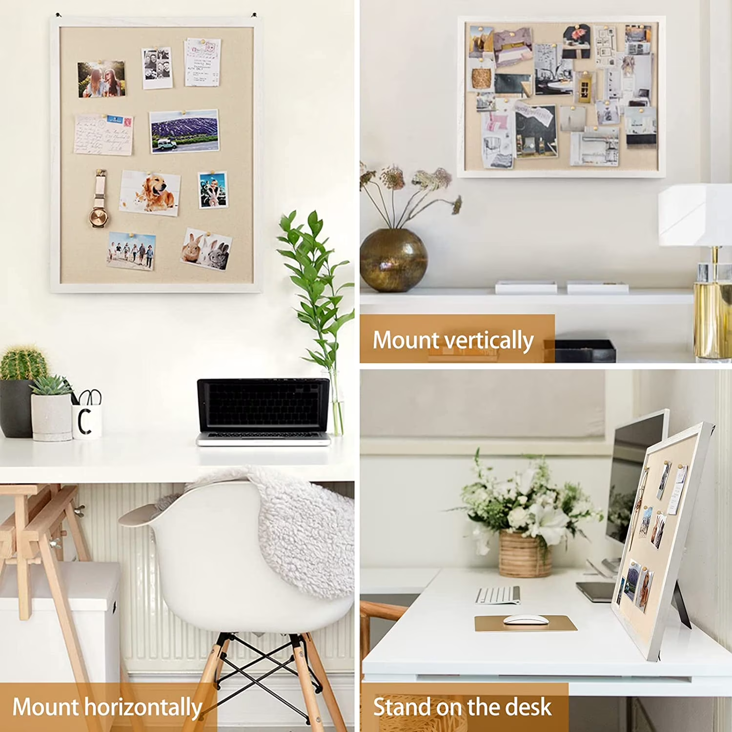 Large Bulletin Board 23x18 inch with Linen