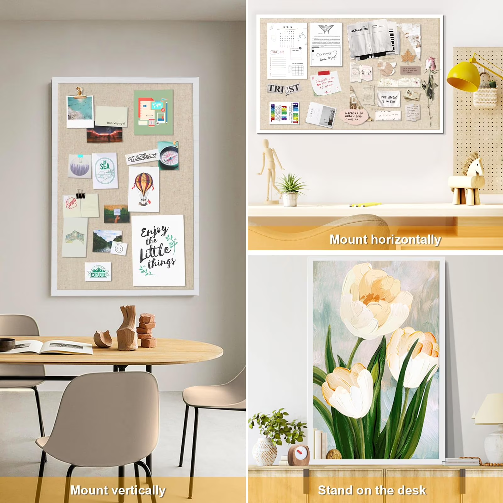 Large Bulletin Board 30x20 inch with Linen