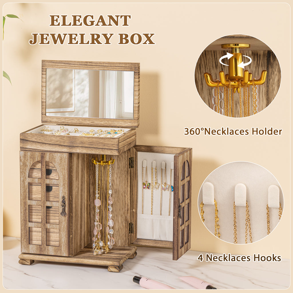 Dinmligt 5-Tier Large Wooden Jewelry Box for Women