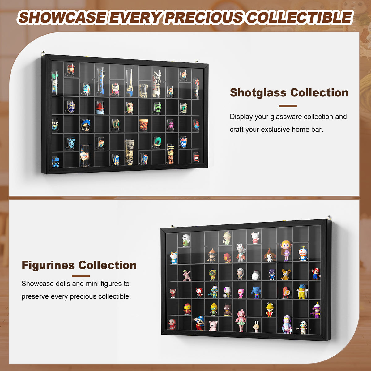 Shot Glass Display Case, Wall Mounted Display Cabinet With Lockable Acrylic Door