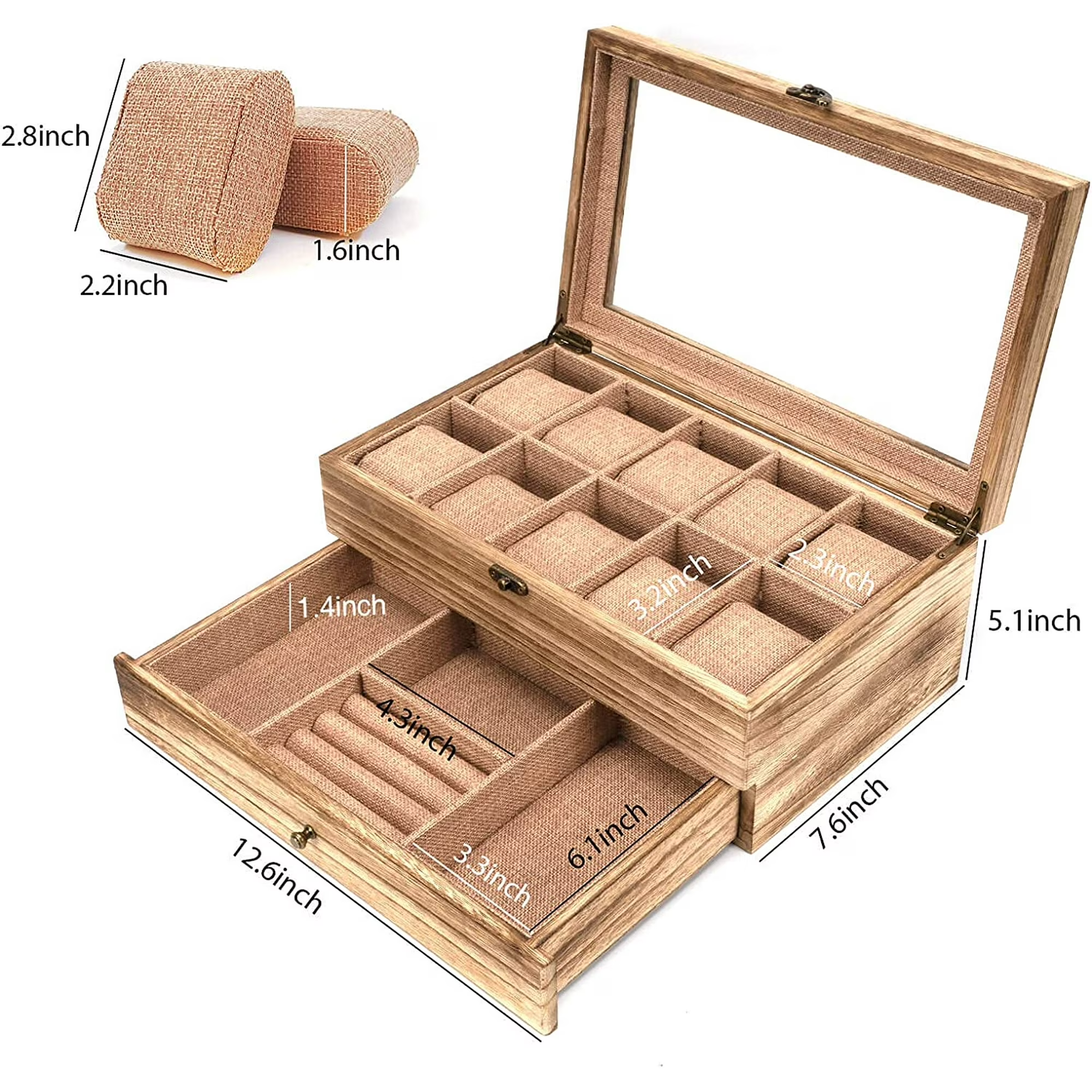 Sfugno Watch Box ,10 Slot Watch Case for Men Women