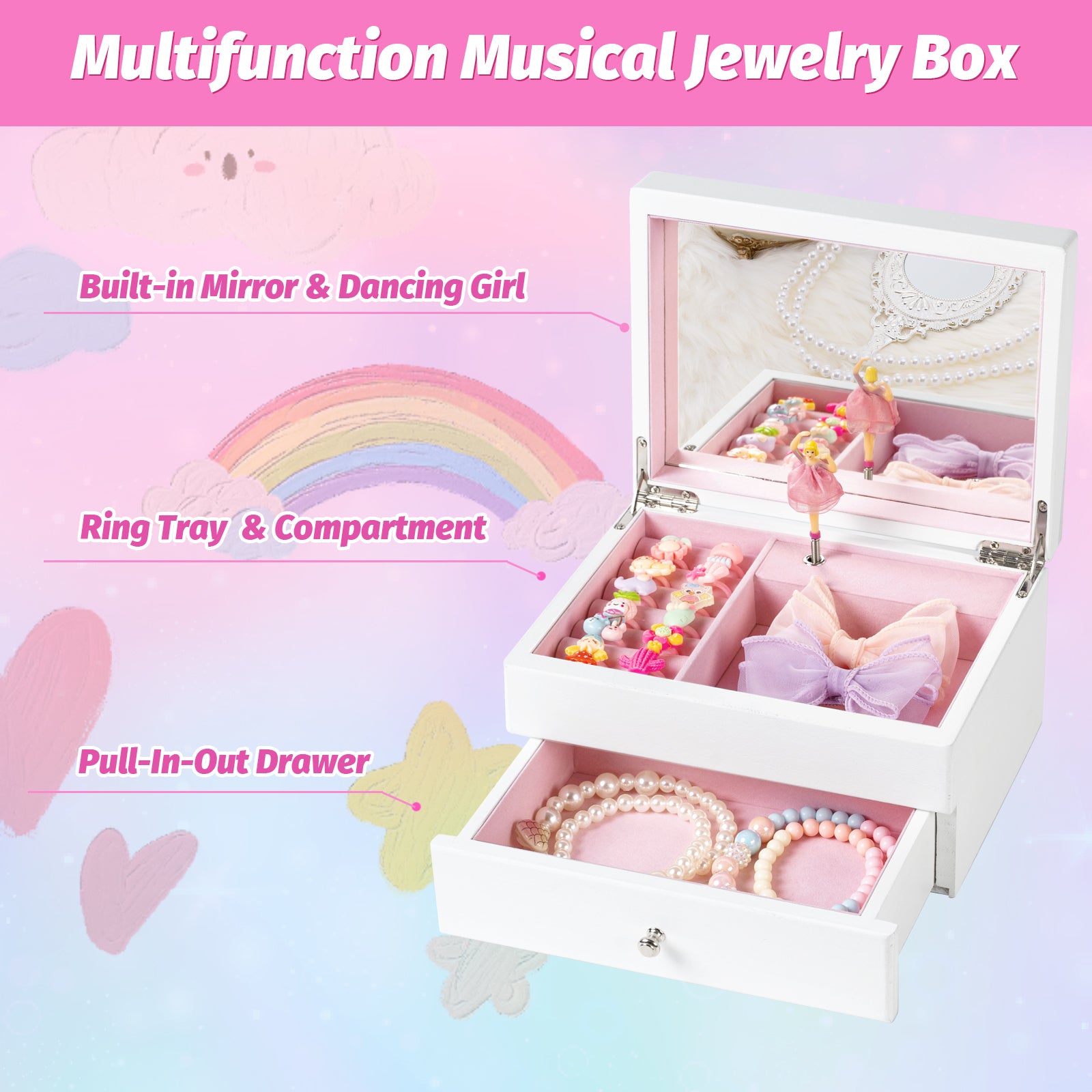 Wooden Kids Music Jewelry Box