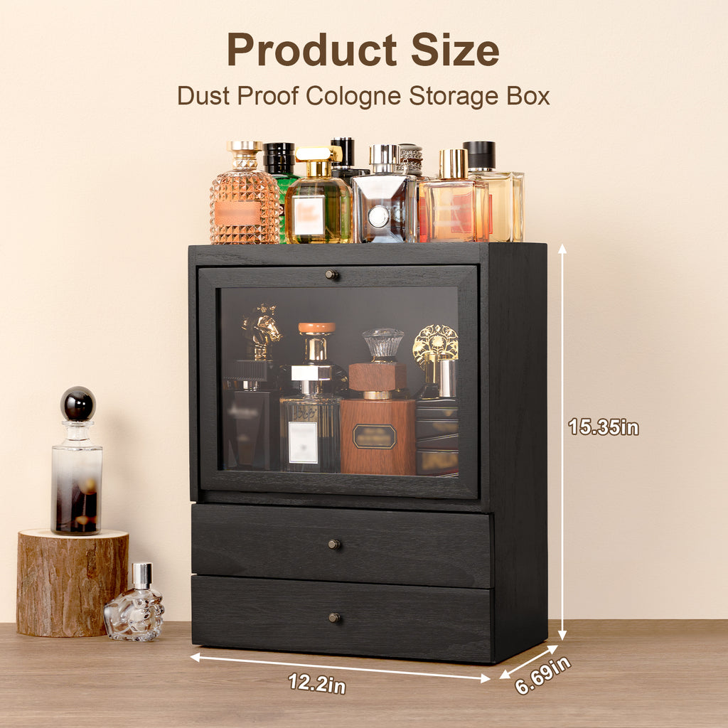 Dinmligt Cologne Organizer, 4 Tier Vertical Wood Perfume Stand for Men