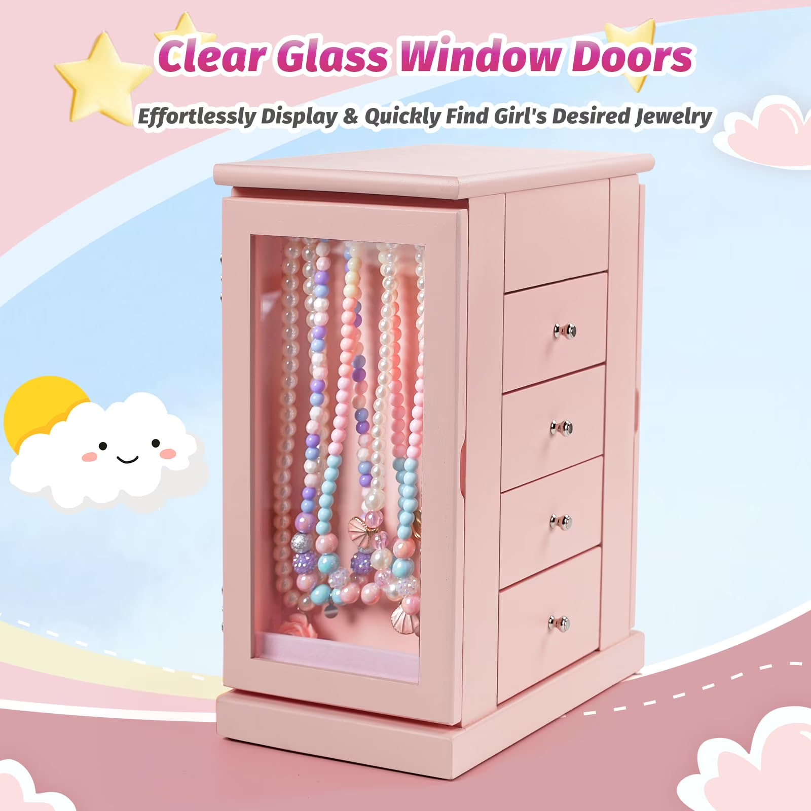5 Layer Musical Jewelry Organizer with Spinning Dancer for Kids
