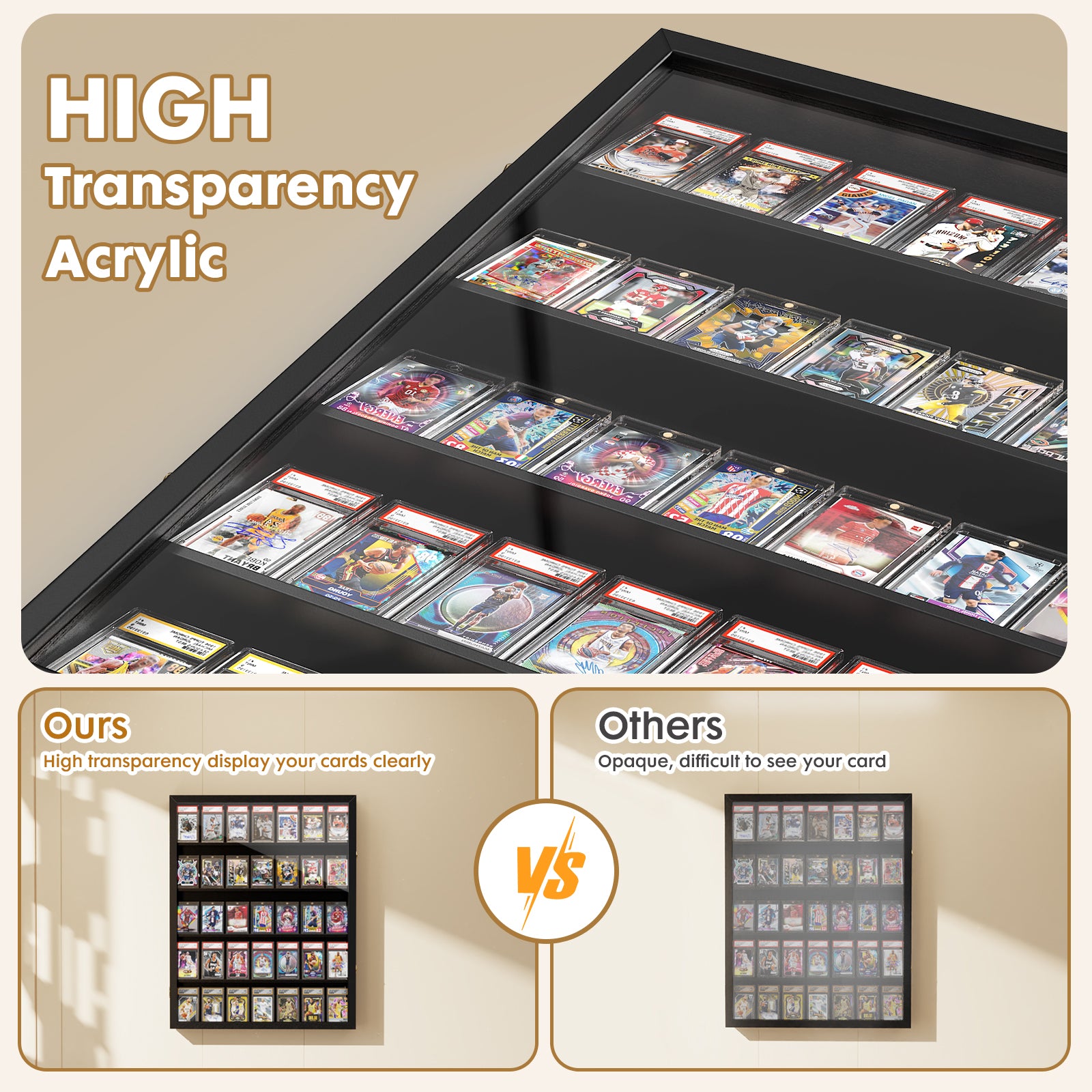 Card Display Case, 35 Graded Sports Display Frame
