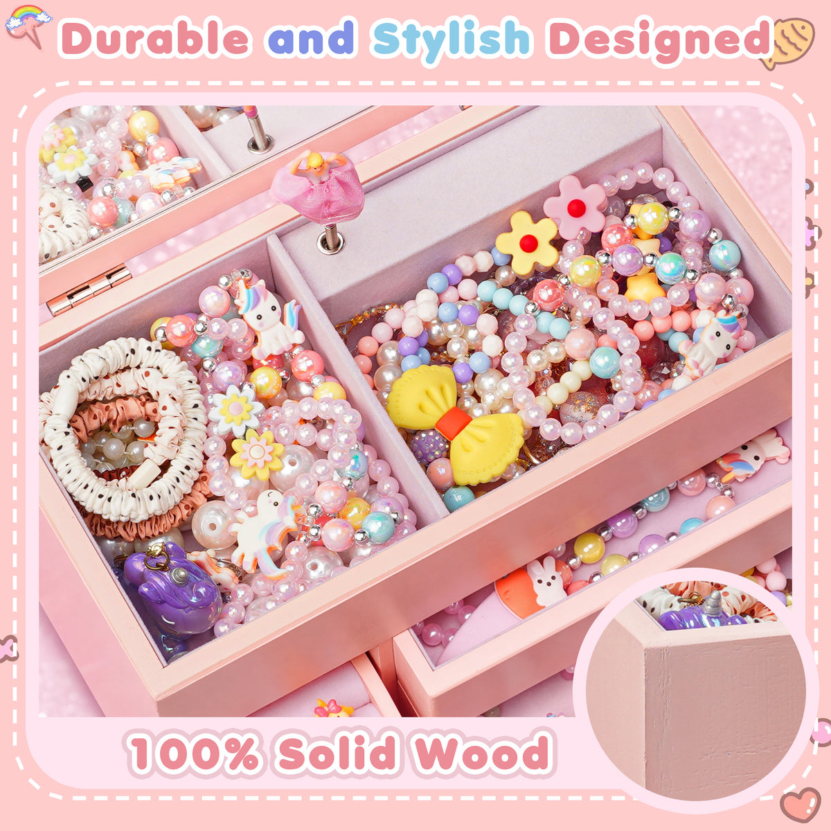 Musical Jewelry Box for Girls, Kids Jewelry Box with Spinning Dancer