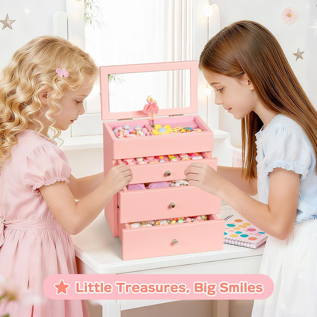 Musical Jewelry Box for Girls,Kids Jewelry Box with Spinning Dancer for Birthday Bedroom Decor