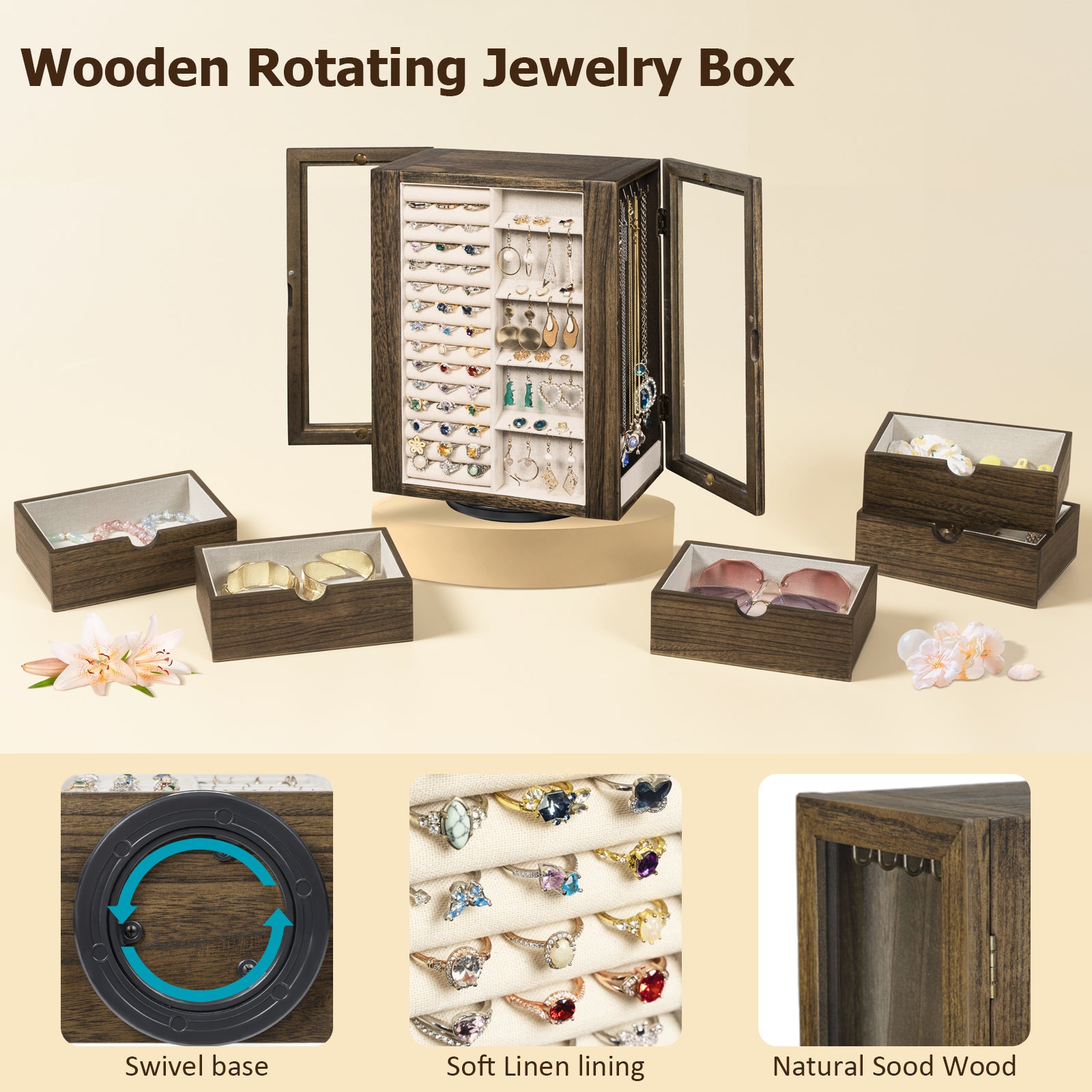 Dinmligt 360° Rotating Jewelry Box for Women