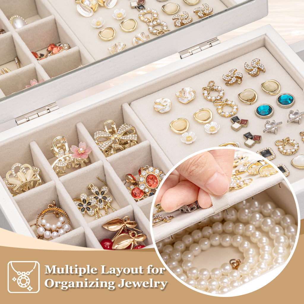 Dinmligt 5-Tier Large Wooden Jewelry Box for Women