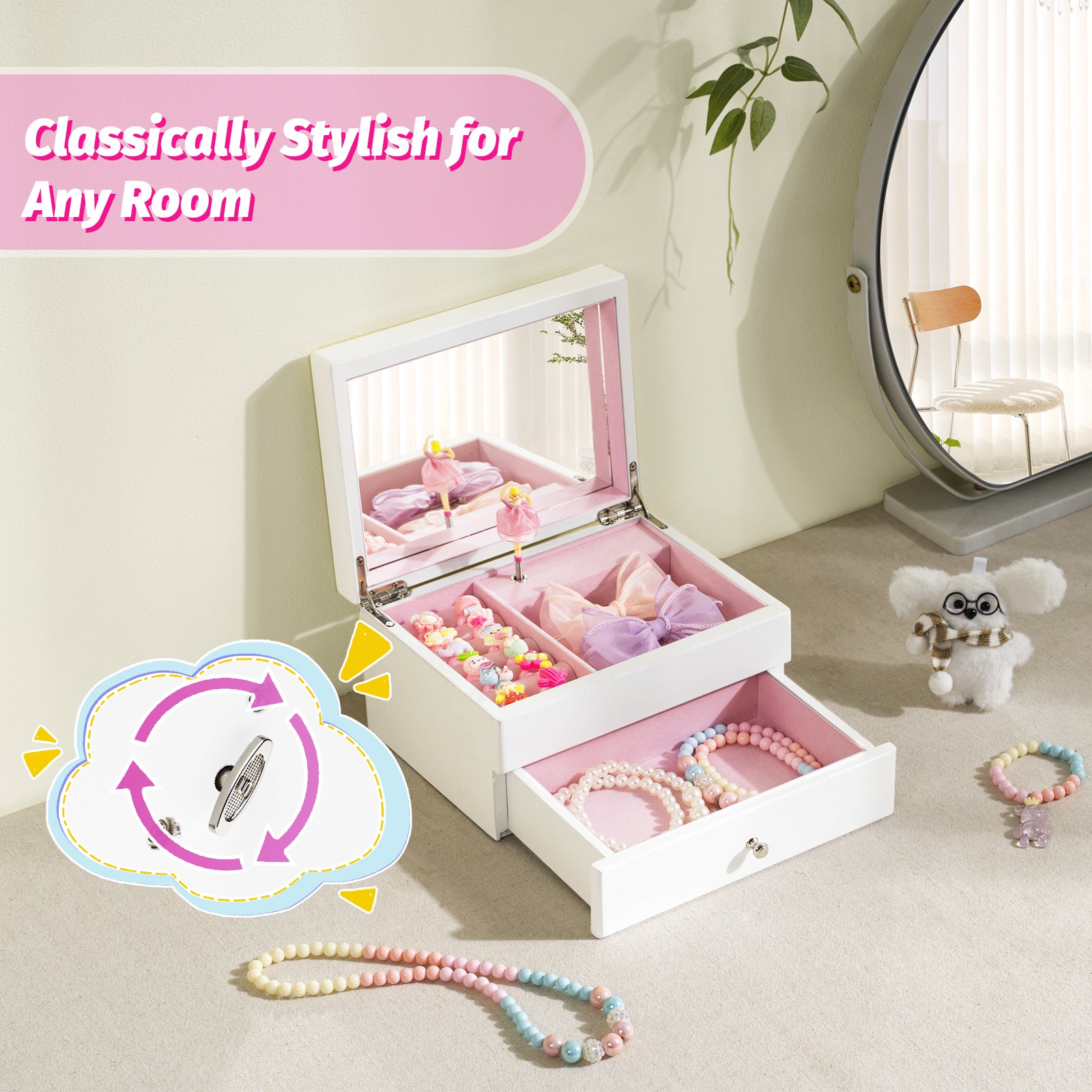 Wooden Kids Music Jewelry Box