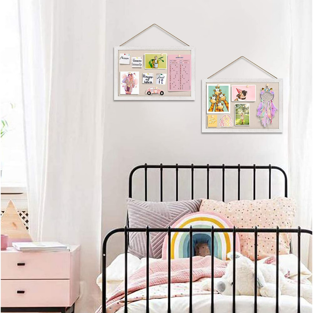 2-Pack Linen Wood Bulletin Boards