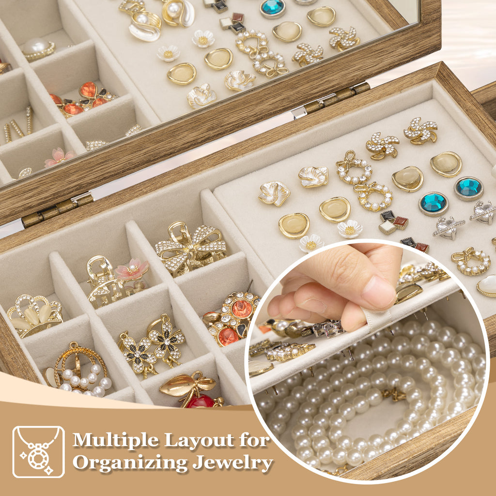 Dinmligt 5-Tier Large Wooden Jewelry Box for Women