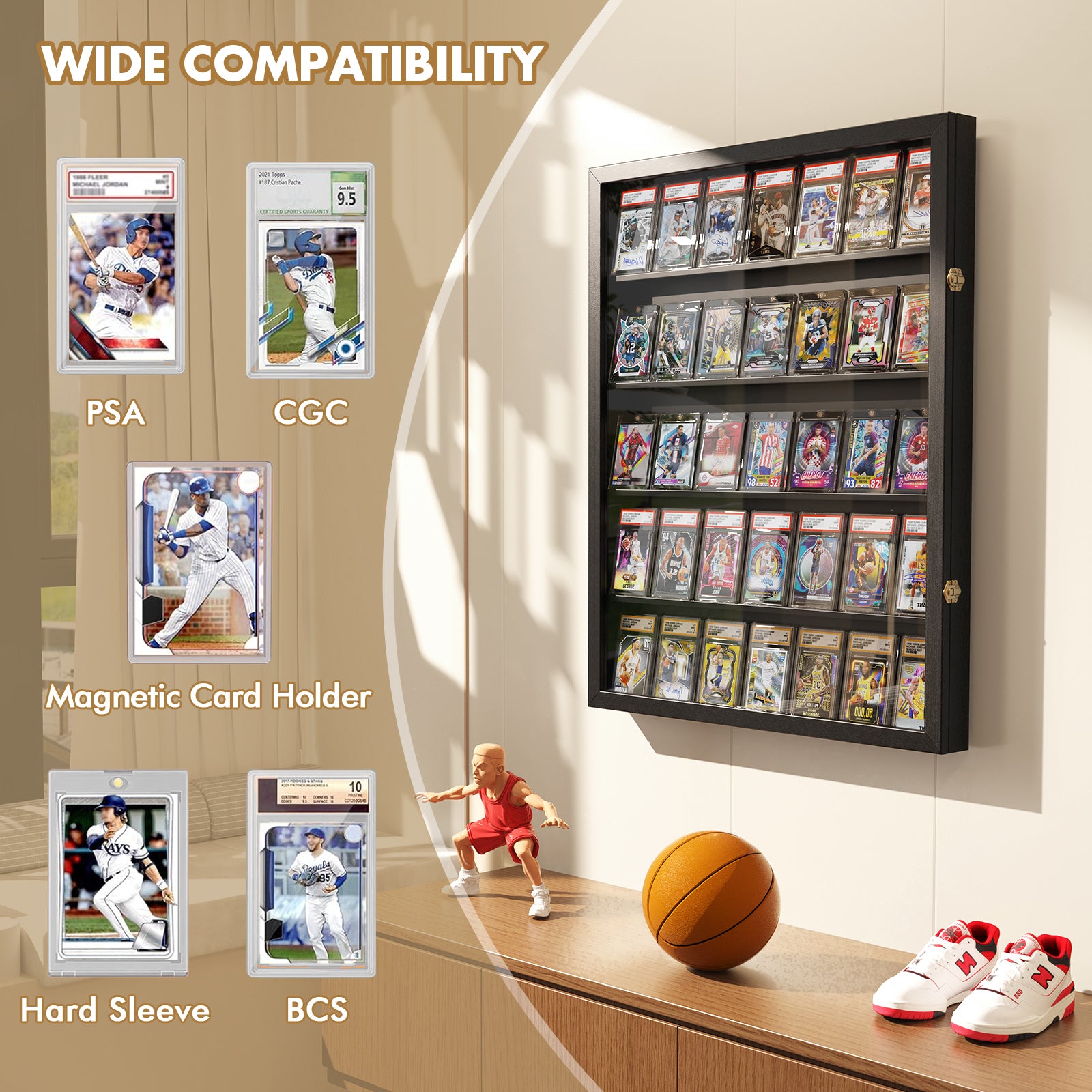 Card Display Case, 35 Graded Sports Display Frame