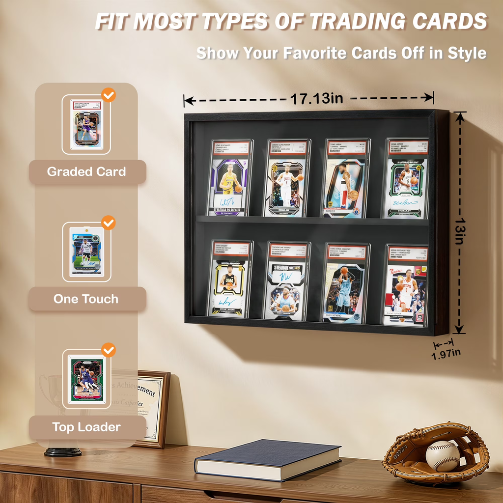 Graded Sports Card Display for Trading Card Collection