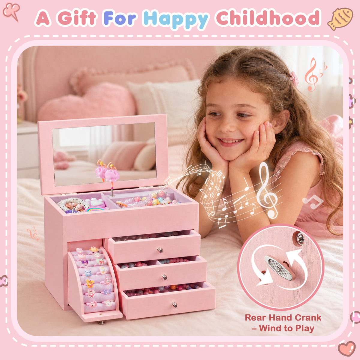 Musical Jewelry Box for Girls, Kids Jewelry Box with Spinning Dancer