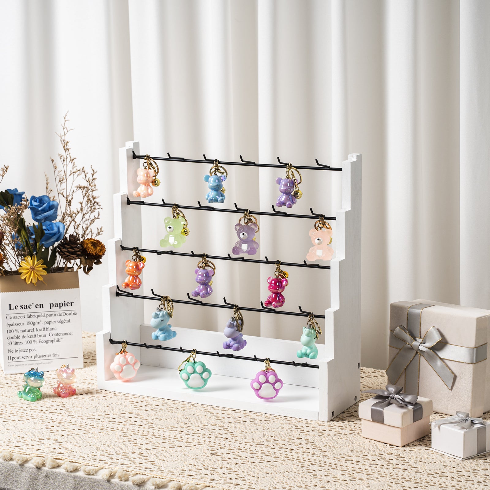 Earring Display for Vendors, 30 Hooks Solid Wood Jewelry Display for Vendors Selling