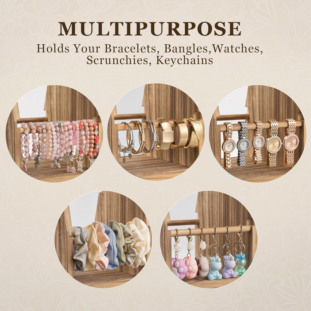 Dinmligt Double-Sided Rotating Bracelet Holder, 4 Tiers Wood Bracelet Display Stand