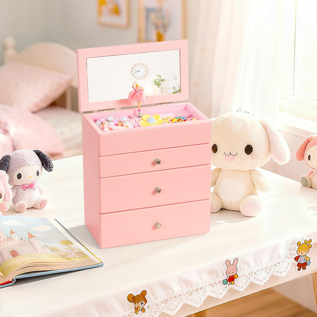 Musical Jewelry Box for Girls,Kids Jewelry Box with Spinning Dancer for Birthday Bedroom Decor