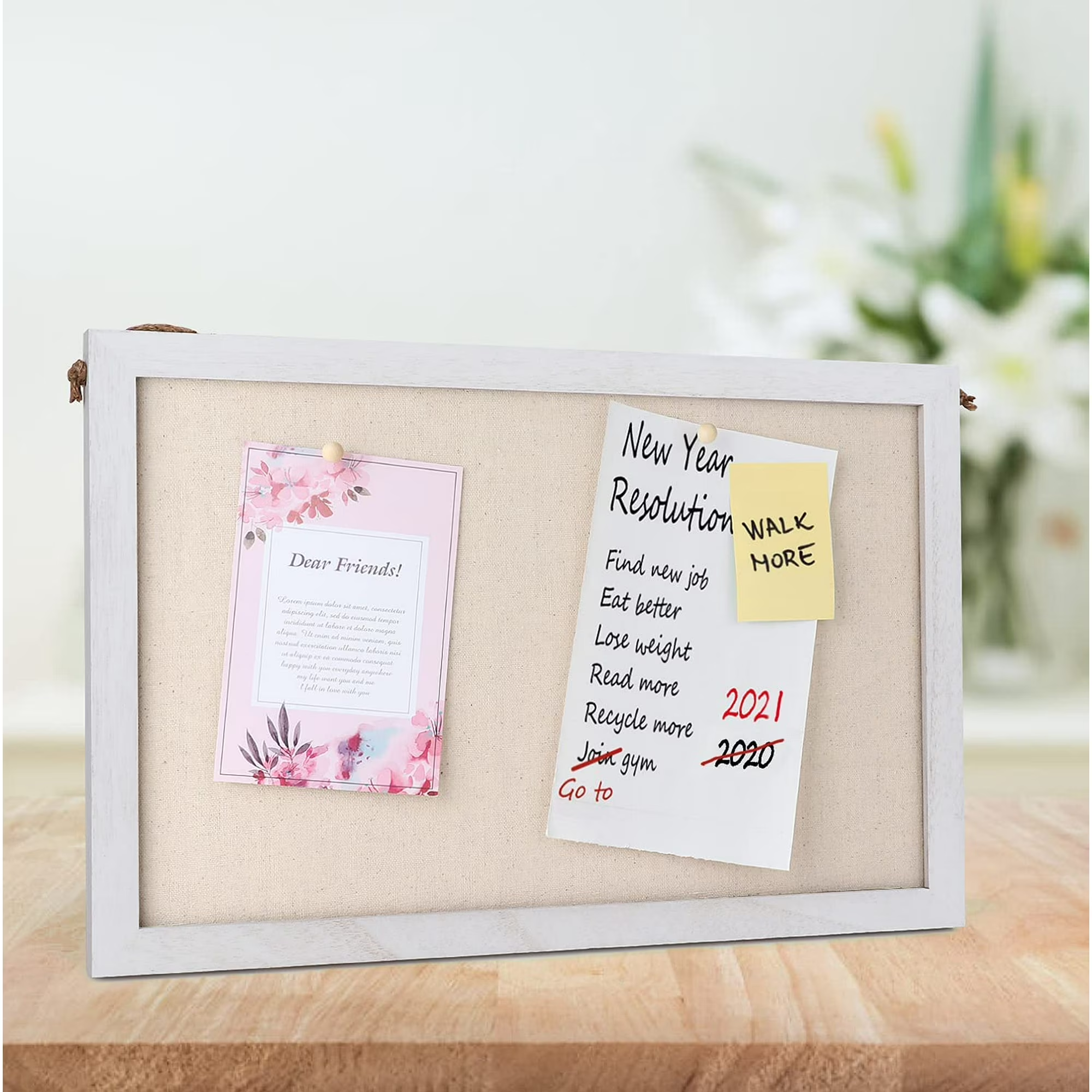 2-Pack Linen Wood Bulletin Boards