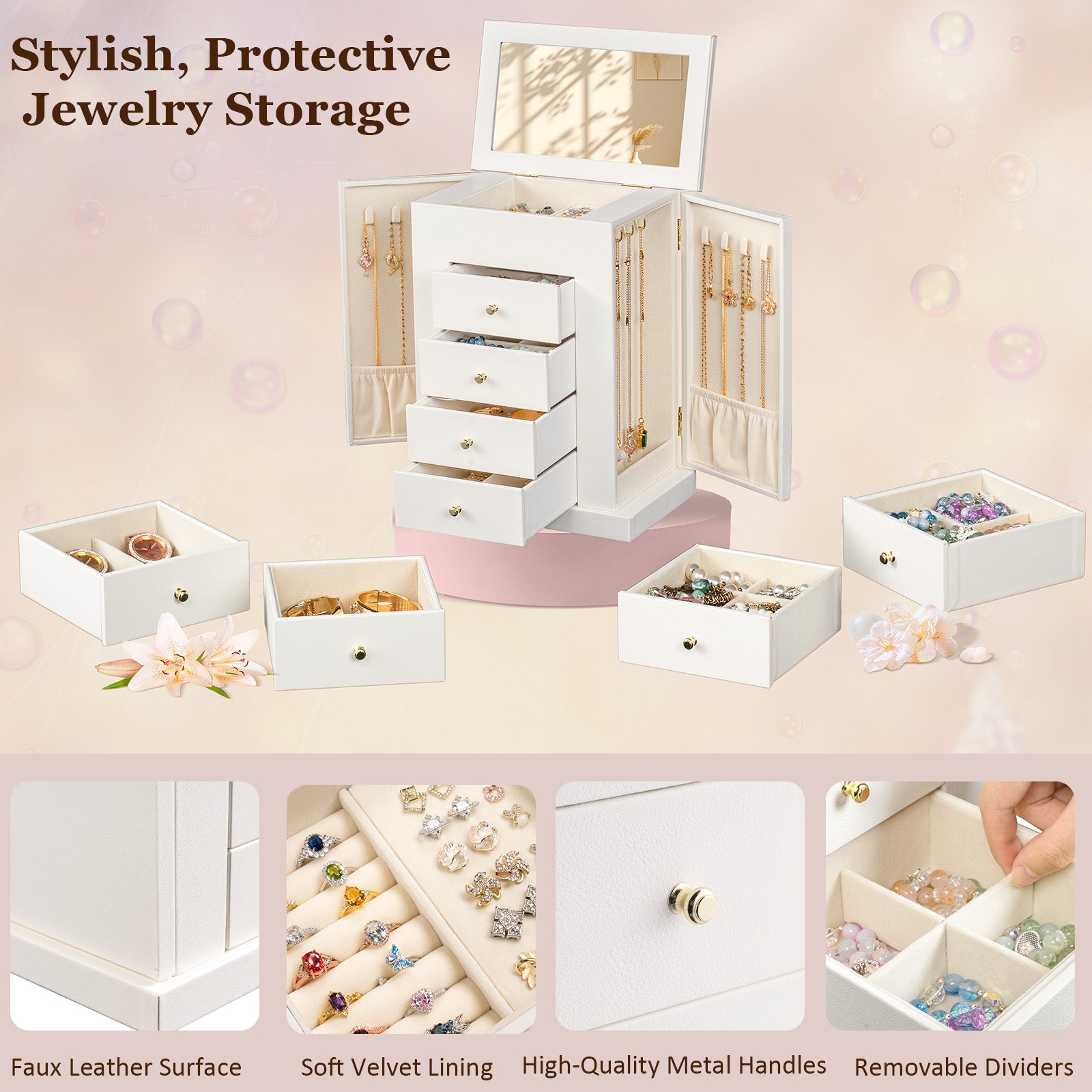 5 Layer Large Leather Jewelry Boxes