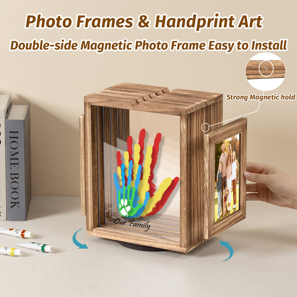 Sfugno Picture Frame for Family, Wooden Photo Frame Storage,Gift for Family