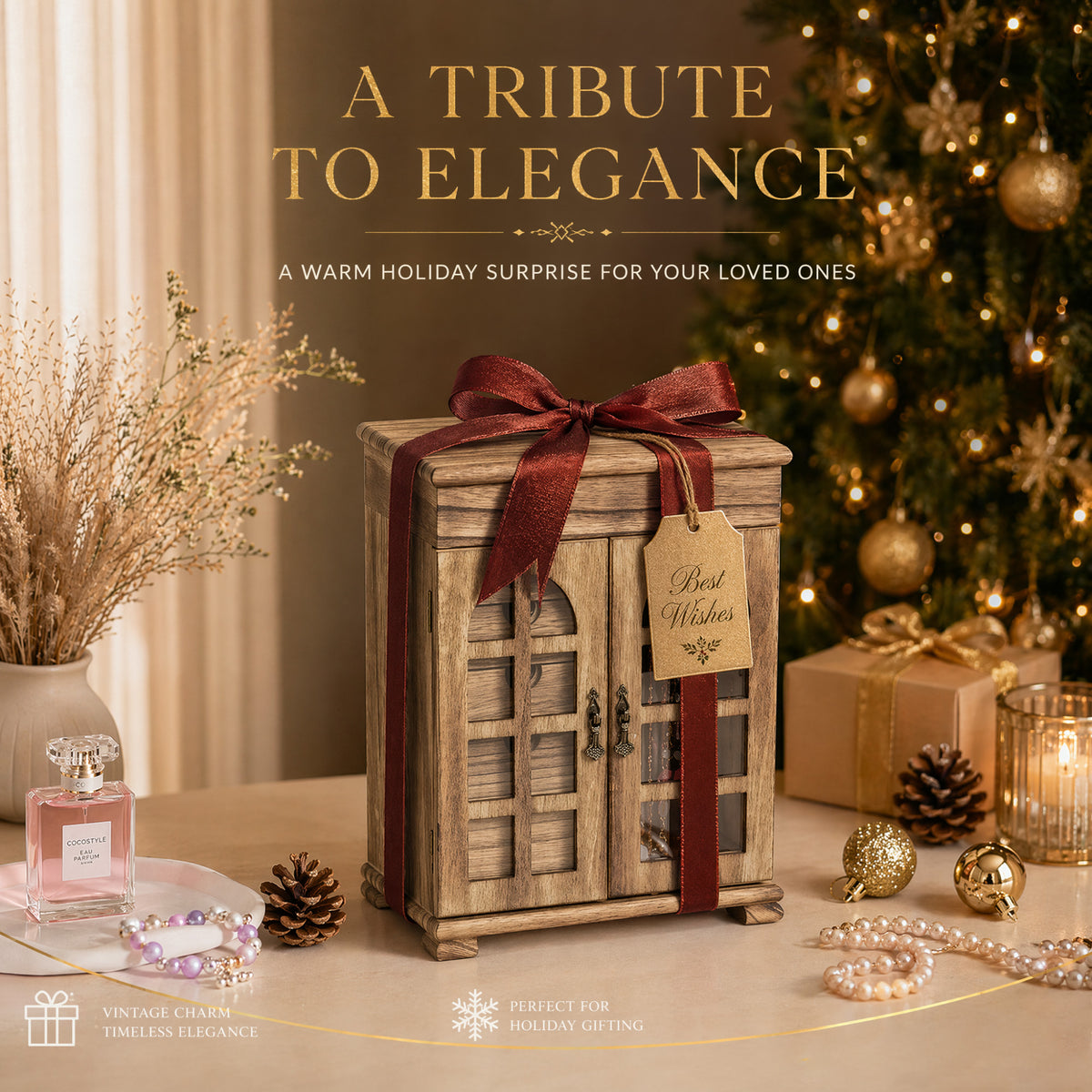 Dinmligt 5-Tier Large Wooden Jewelry Box for Women