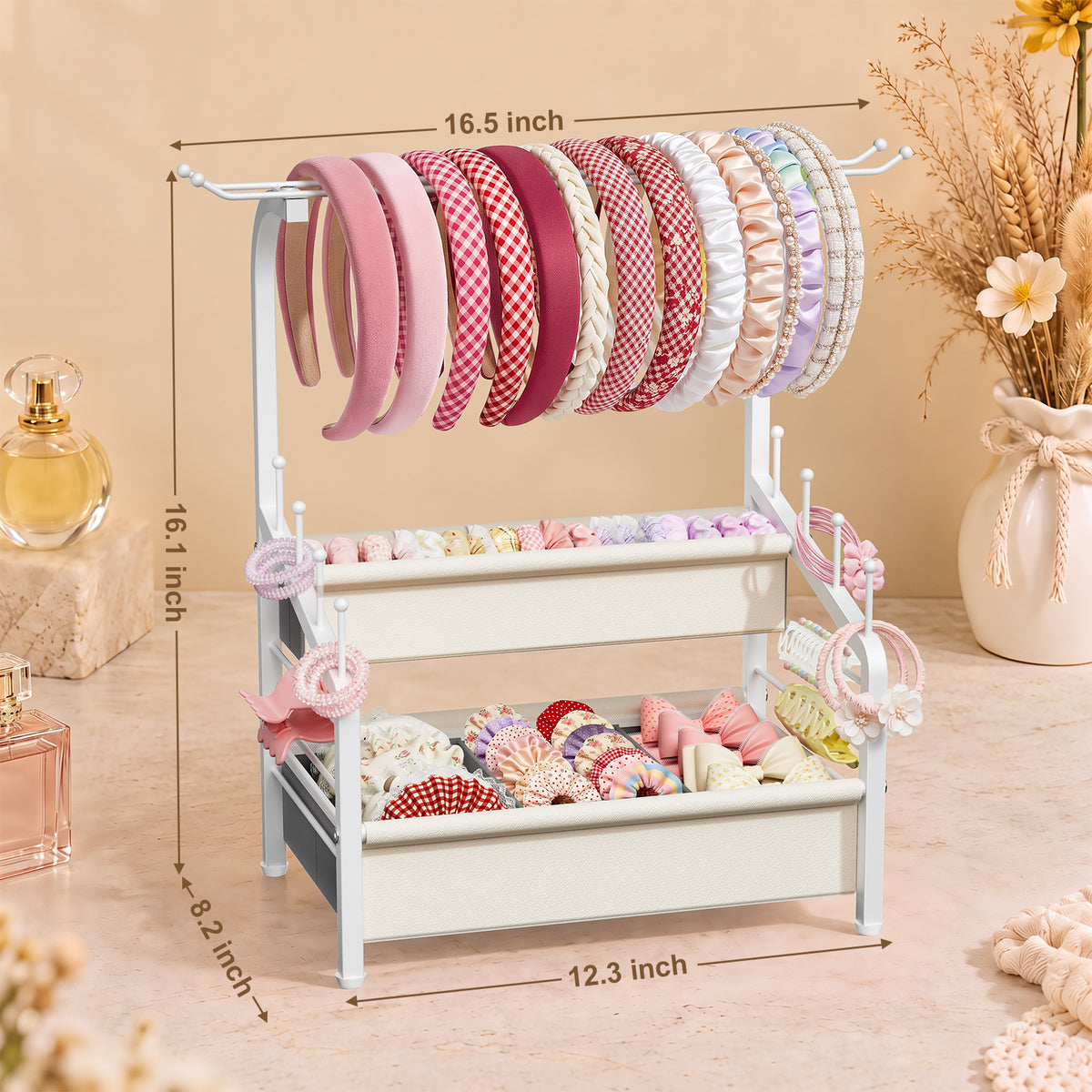 Sfugno Headband Holder Stand Hair Accessories Organizer for Girls with Storage Base