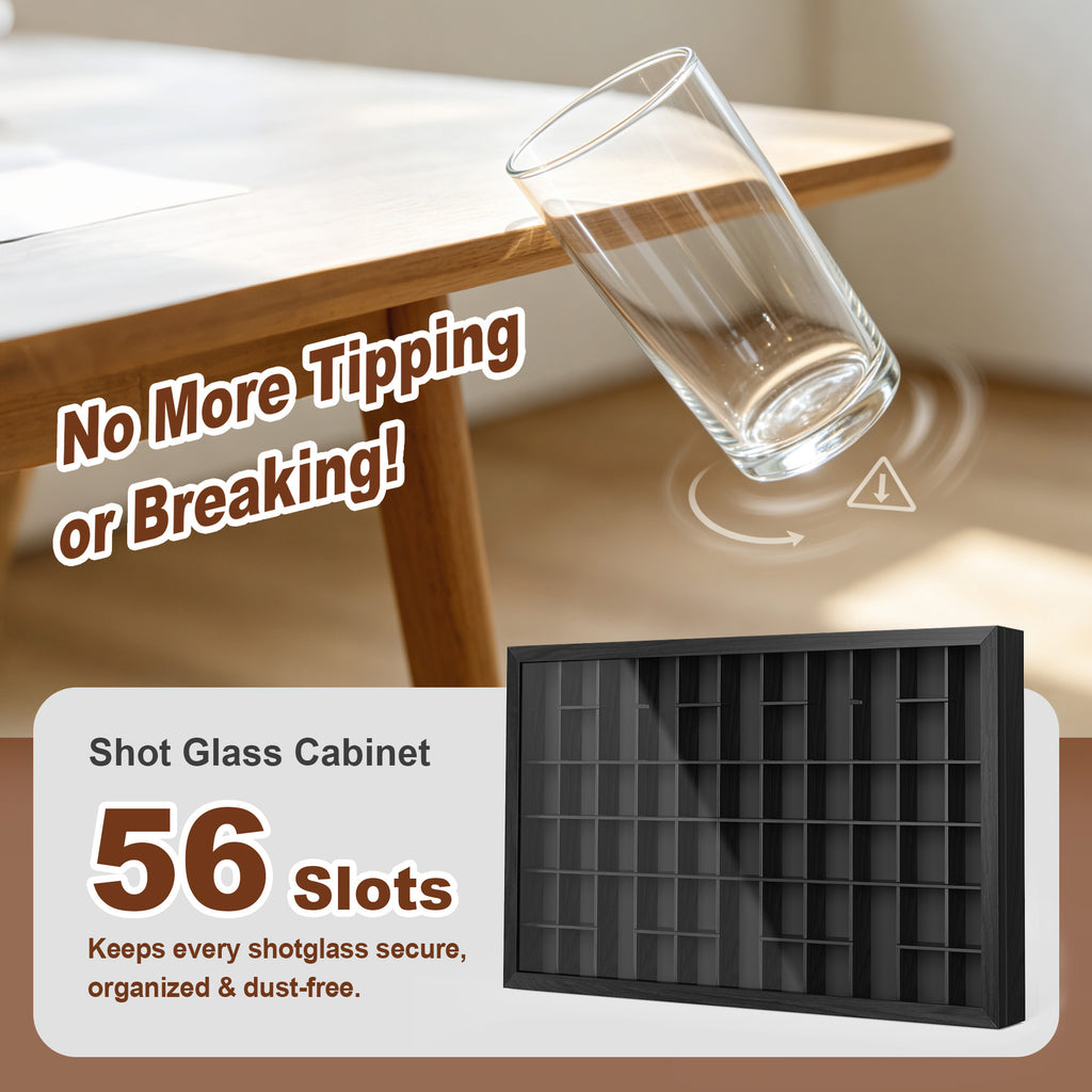 Shot Glass Display Case, Wall Mounted Display Cabinet With Lockable Acrylic Door