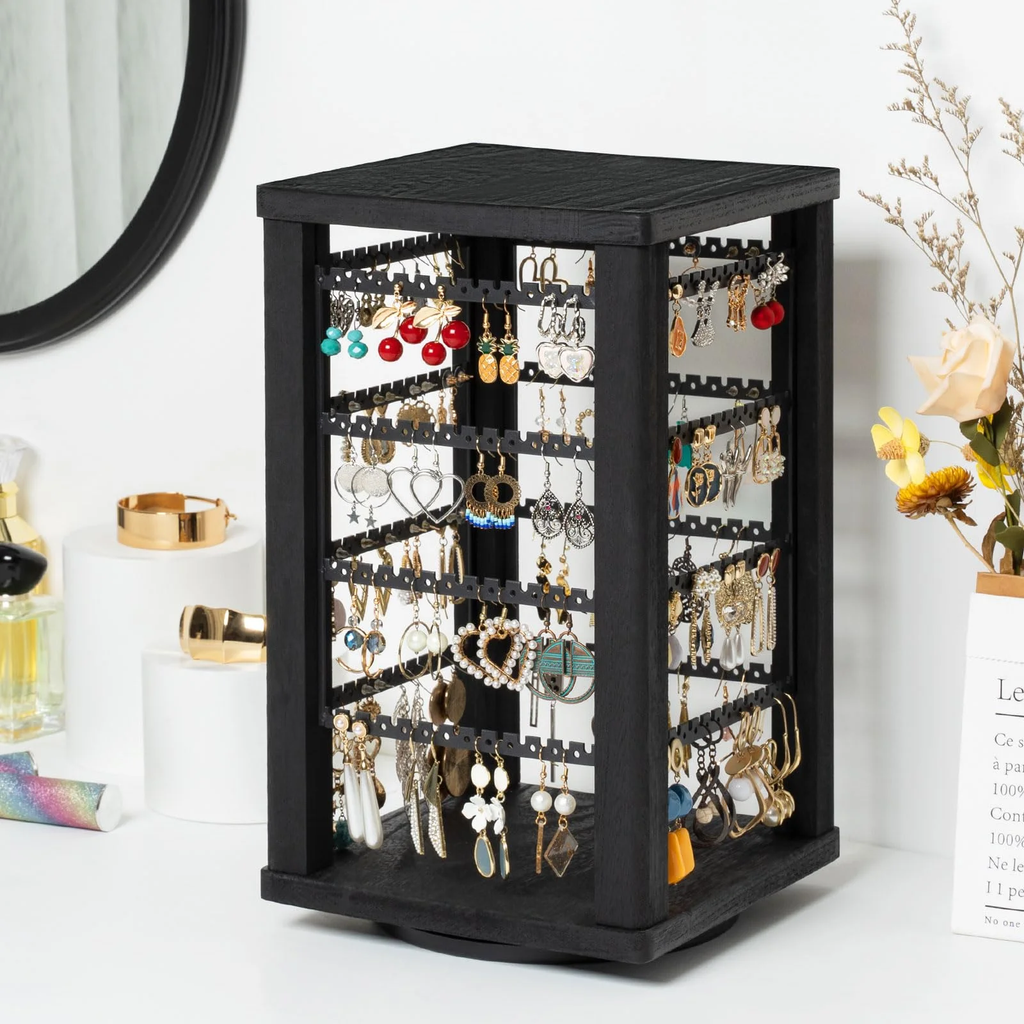 Rustic Rotating Wood Earring Stand