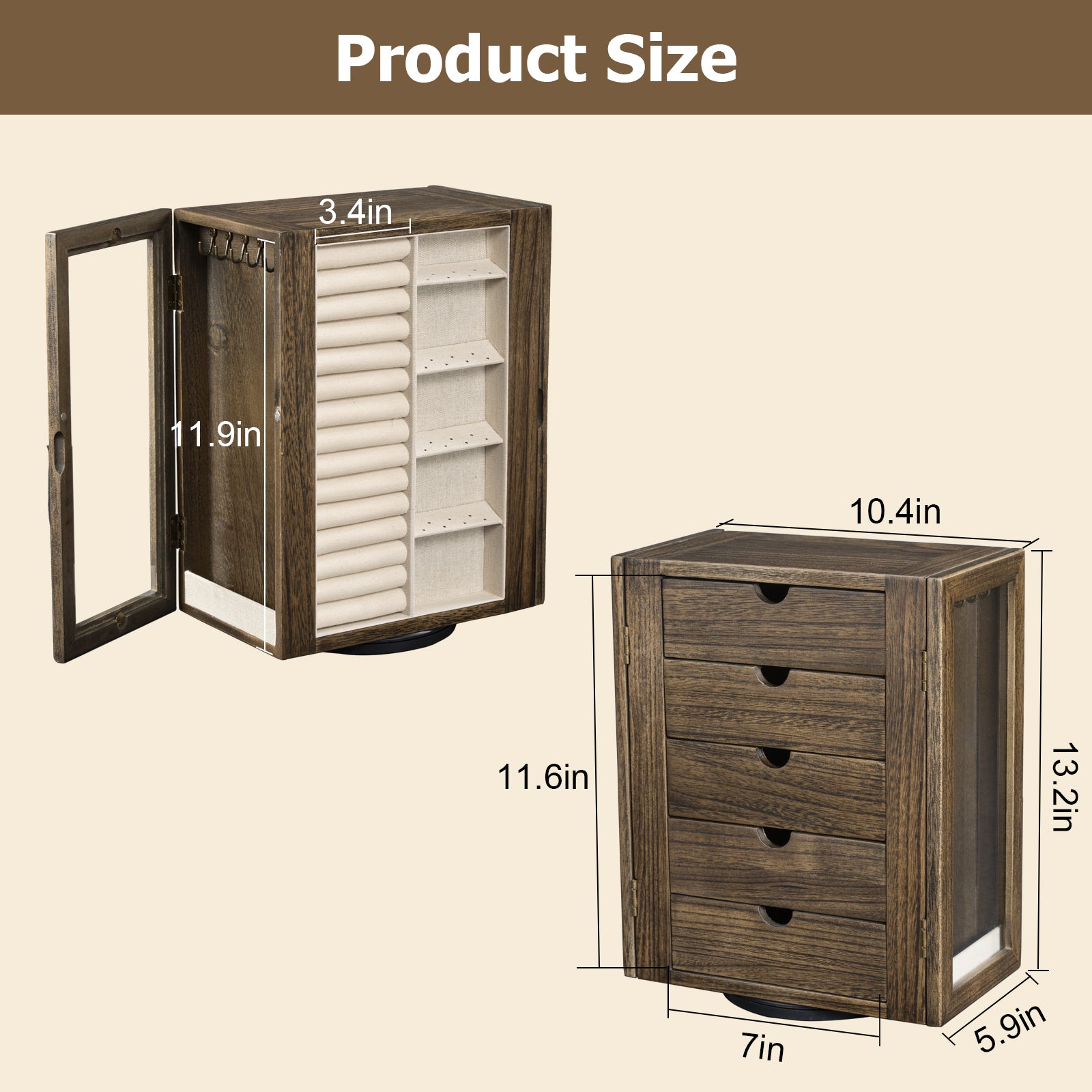 Dinmligt 360° Rotating Jewelry Box for Women