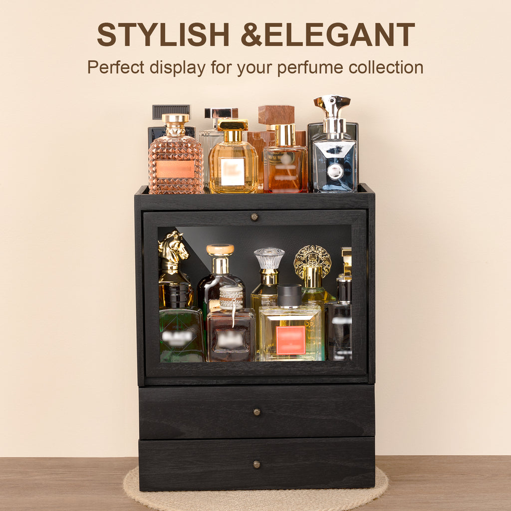 Dinmligt Cologne Organizer, 4 Tier Vertical Wood Perfume Stand for Men